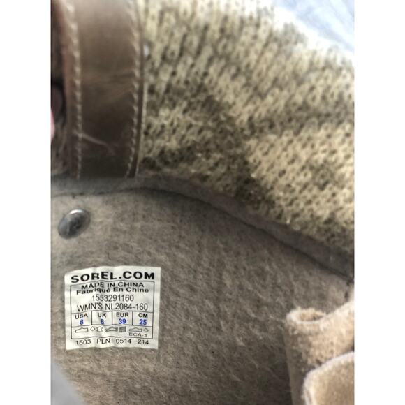 Sorel Joan of Arctic Waterproof Winter Knit Boot in Fossil Tan and Coral Accent - Picture 9 of 13